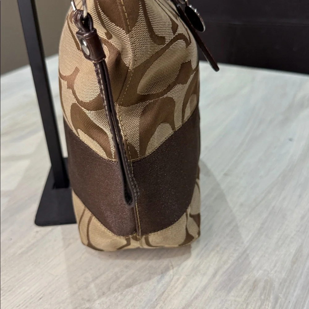 Coach Brown and Tan Medium Tote Bag
